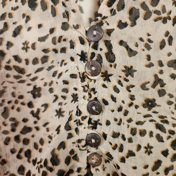 Free People Intimately Sheer Sleepin In Shirt Leopard Print Top Oversized Small - Picture 5 of 9